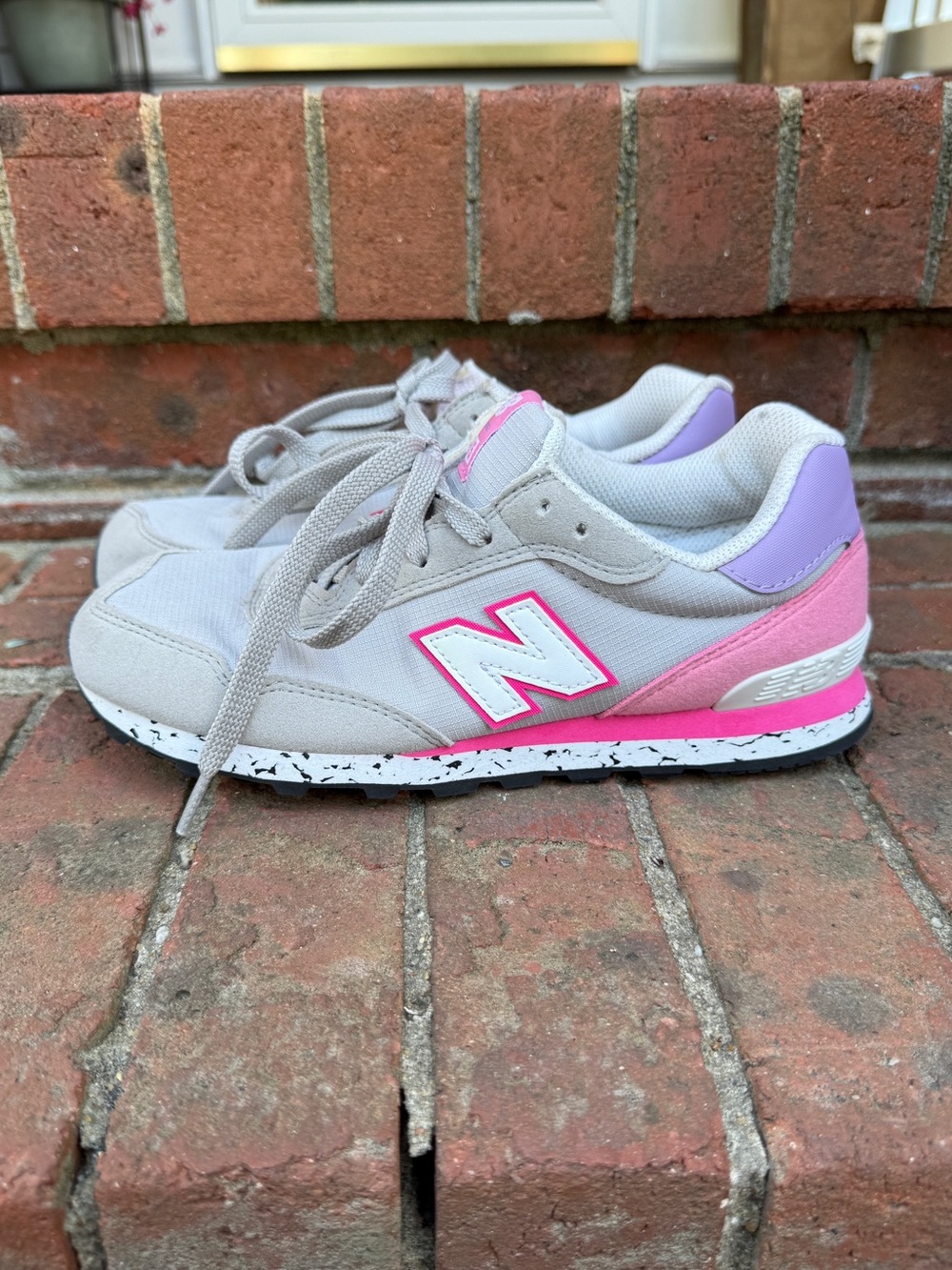 New Balance 515 Gray Pink Purple Sneakers Shoes Size 4 girls kids